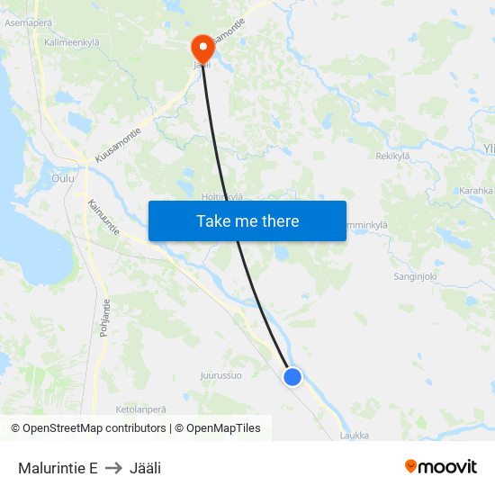 Malurintie E to Jääli map