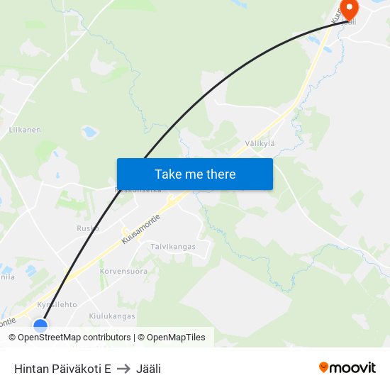 Hintan Päiväkoti E to Jääli map