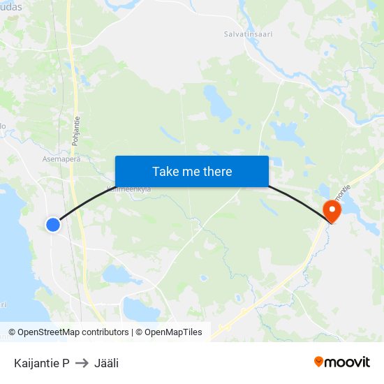 Kaijantie P to Jääli map