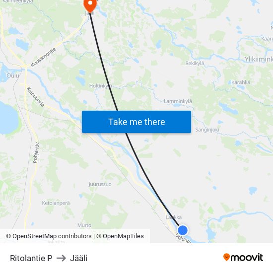 Ritolantie P to Jääli map