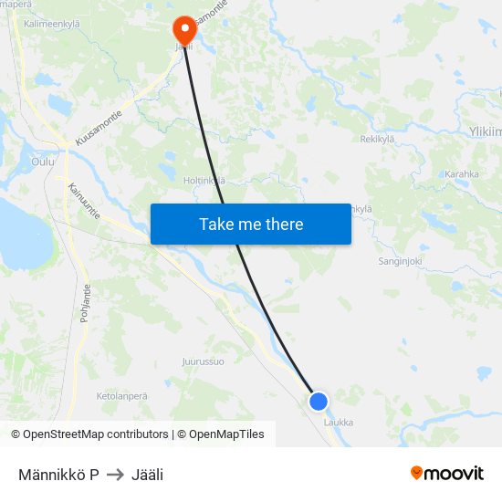 Männikkö P to Jääli map