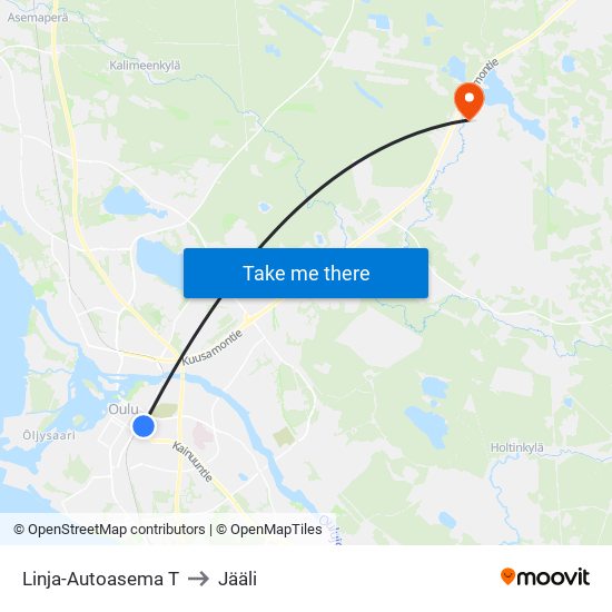 Linja-Autoasema T to Jääli map