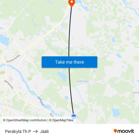 Peräkylä Th P to Jääli map