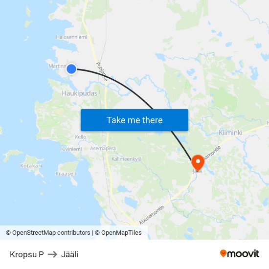 Kropsu P to Jääli map