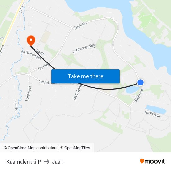 Kaarnalenkki P to Jääli map