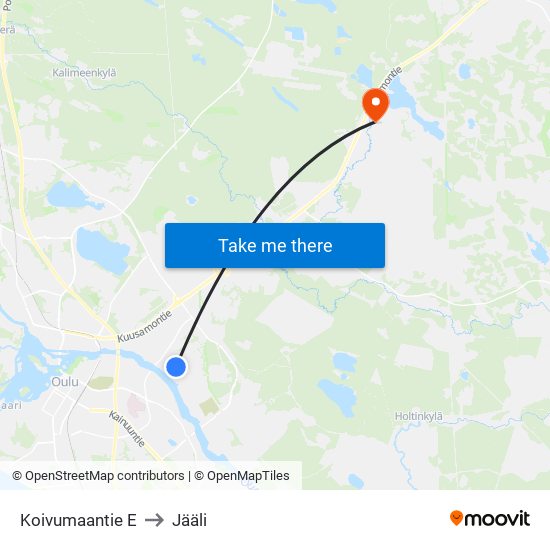 Koivumaantie E to Jääli map