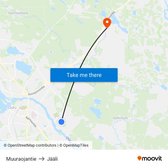 Muuraojantie to Jääli map