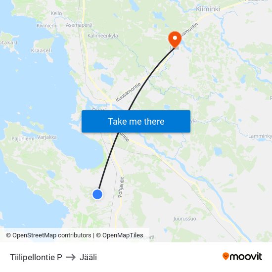 Tiilipellontie P to Jääli map