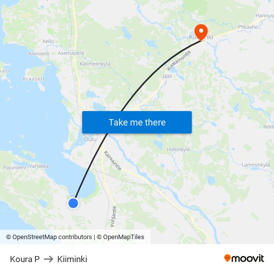 Koura P to Kiiminki map