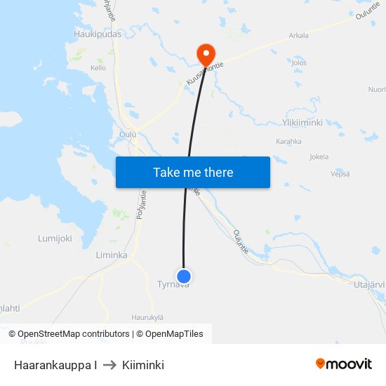 Haarankauppa I to Kiiminki map