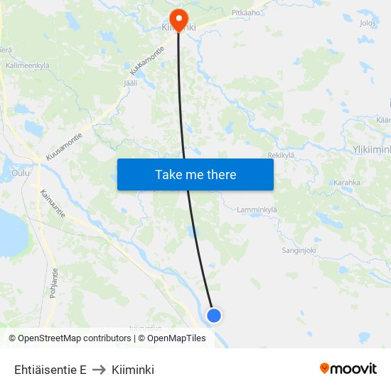 Ehtiäisentie E to Kiiminki map