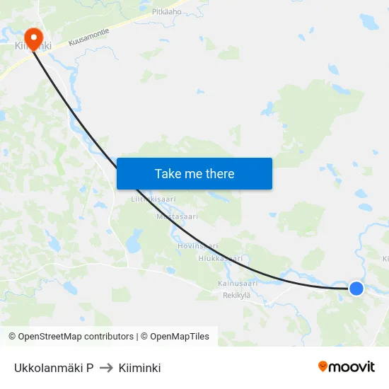 Ukkolanmäki P to Kiiminki map