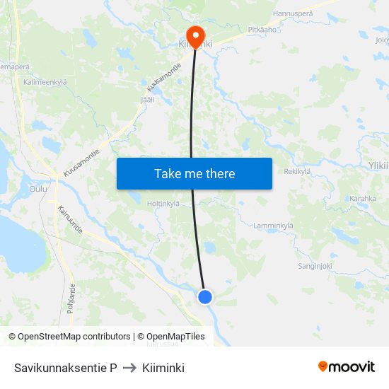 Savikunnaksentie P to Kiiminki map