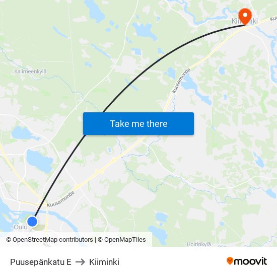 Puusepänkatu E to Kiiminki map