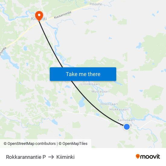 Rokkarannantie P to Kiiminki map