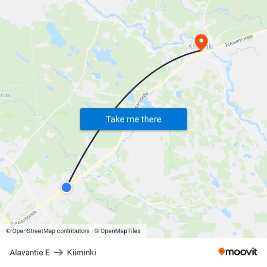 Alavantie E to Kiiminki map