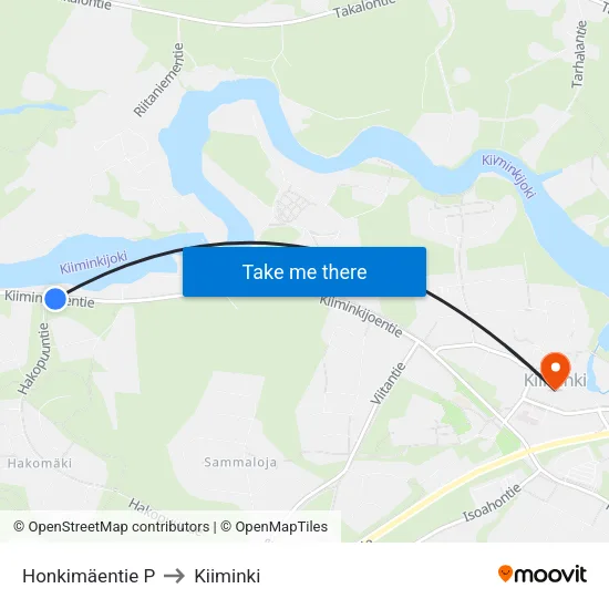 Honkimäentie P to Kiiminki map