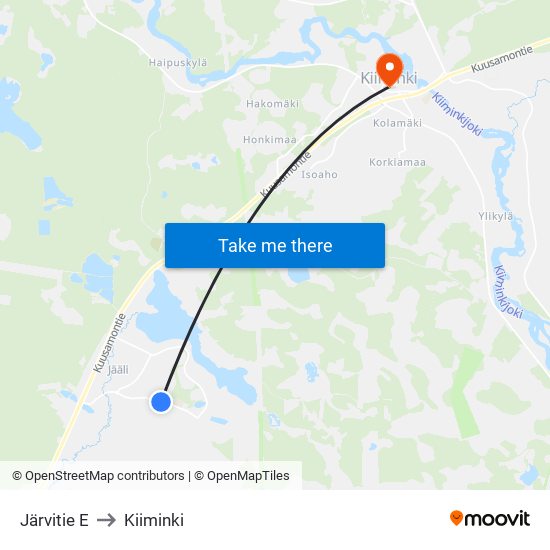 Järvitie E to Kiiminki map