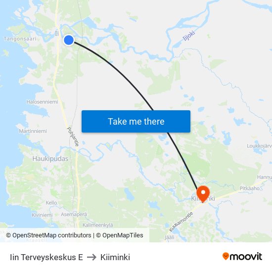 Iin Terveyskeskus E to Kiiminki map