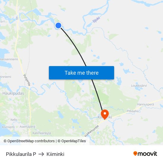 Pikkulaurila P to Kiiminki map