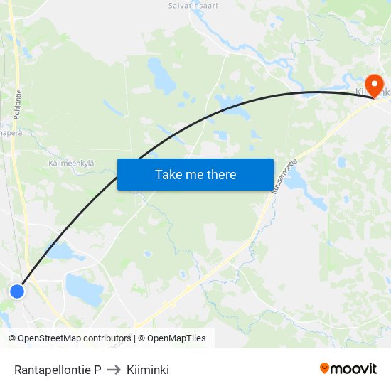 Rantapellontie P to Kiiminki map