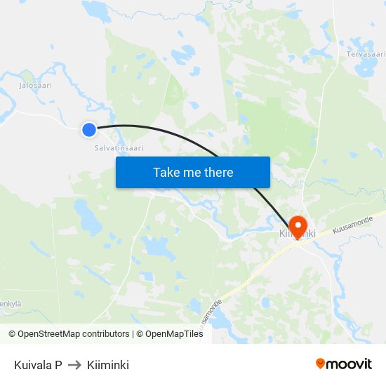 Kuivala P to Kiiminki map