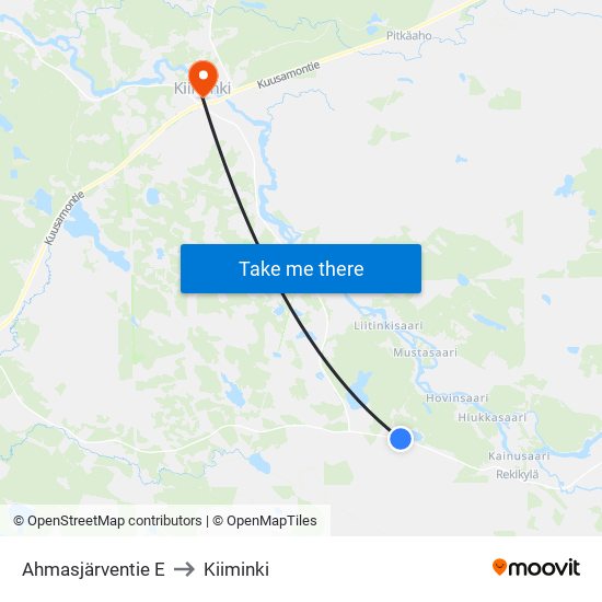 Ahmasjärventie E to Kiiminki map