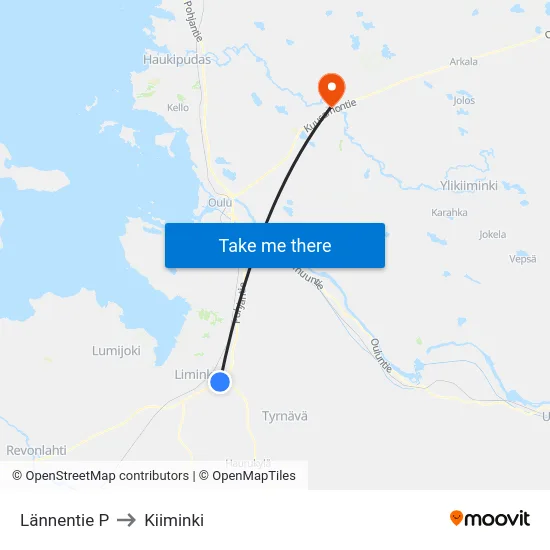 Lännentie P to Kiiminki map