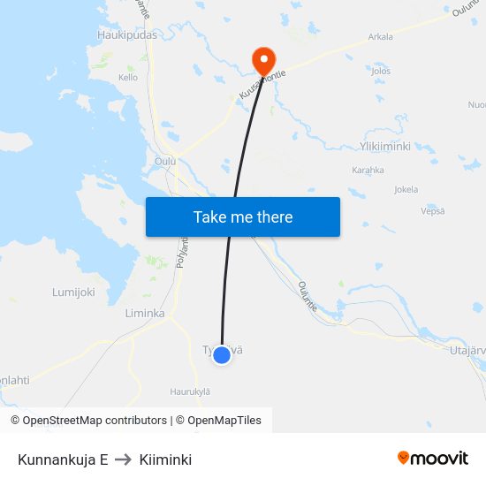 Kunnankuja E to Kiiminki map