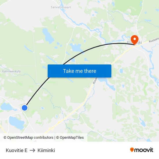 Kuovitie E to Kiiminki map