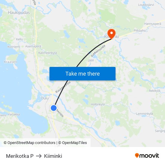 Merikotka P to Kiiminki map