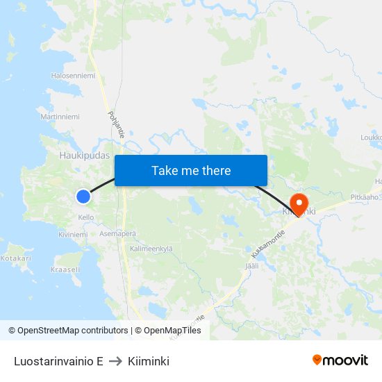 Luostarinvainio E to Kiiminki map
