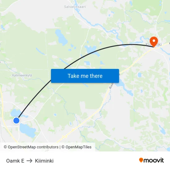 Oamk E to Kiiminki map