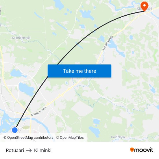 Rotuaari to Kiiminki map