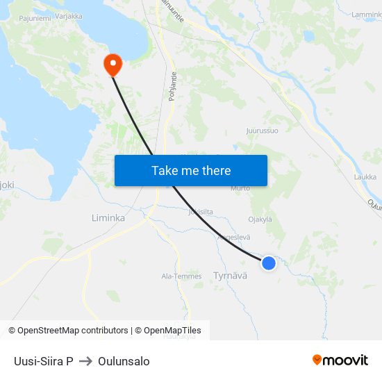 Uusi-Siira P to Oulunsalo map