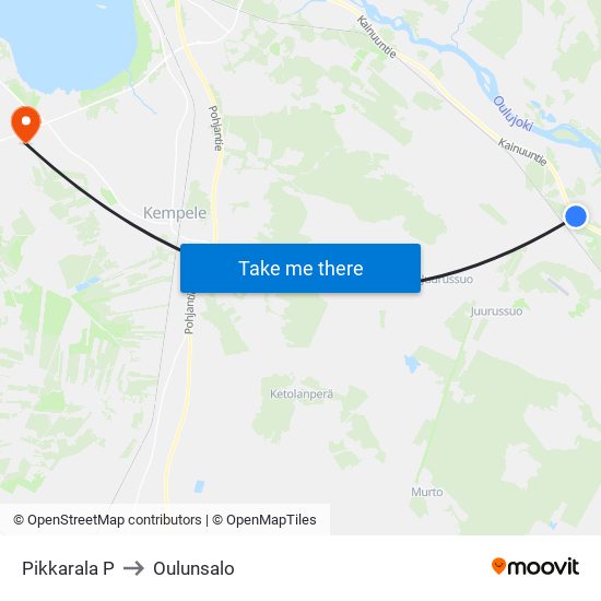 Pikkarala P to Oulunsalo map