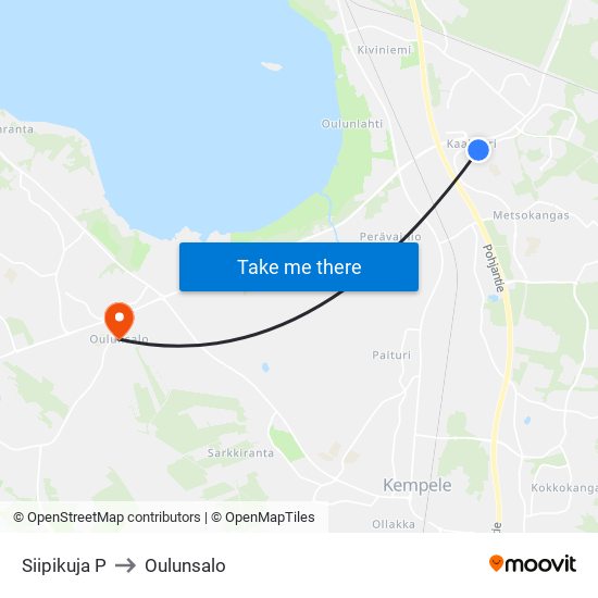 Siipikuja P to Oulunsalo map