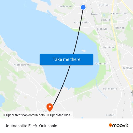 Joutsensilta E to Oulunsalo map