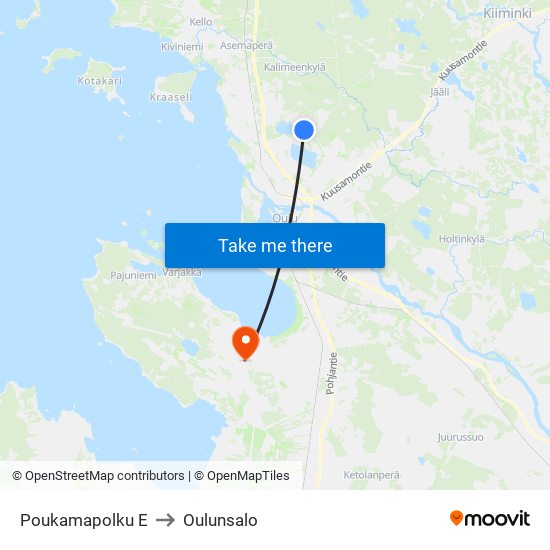 Poukamapolku E to Oulunsalo map