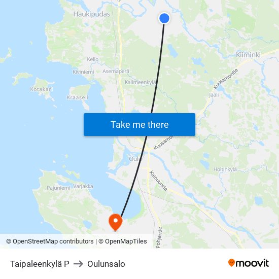 Taipaleenkylä P to Oulunsalo map