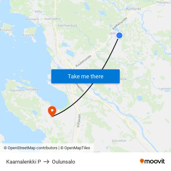 Kaarnalenkki P to Oulunsalo map