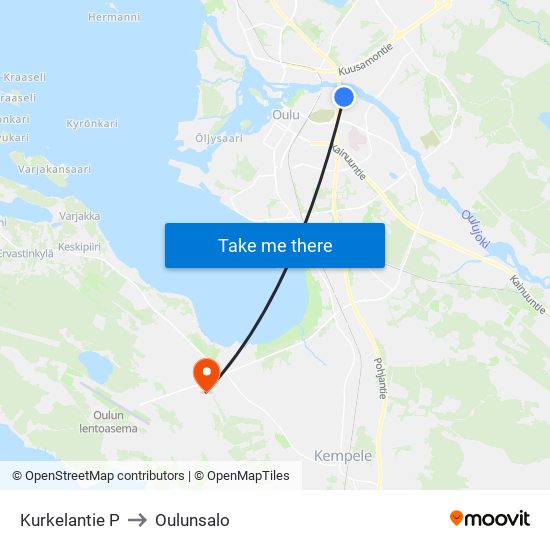 Kurkelantie P to Oulunsalo map