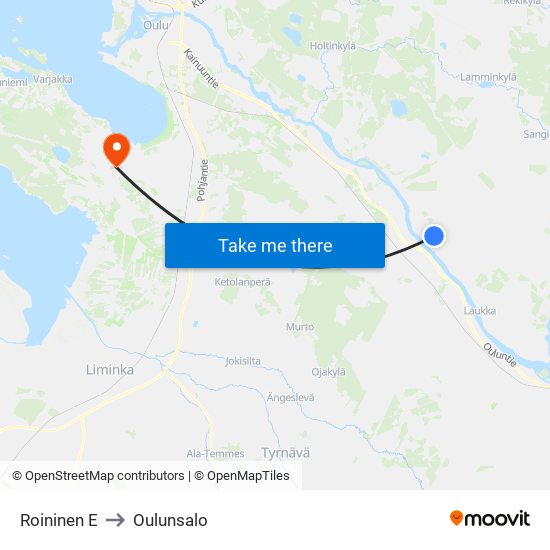 Roininen E to Oulunsalo map