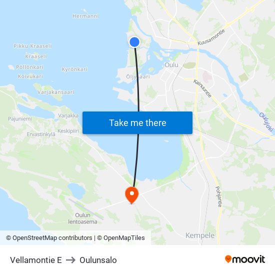 Vellamontie E to Oulunsalo map