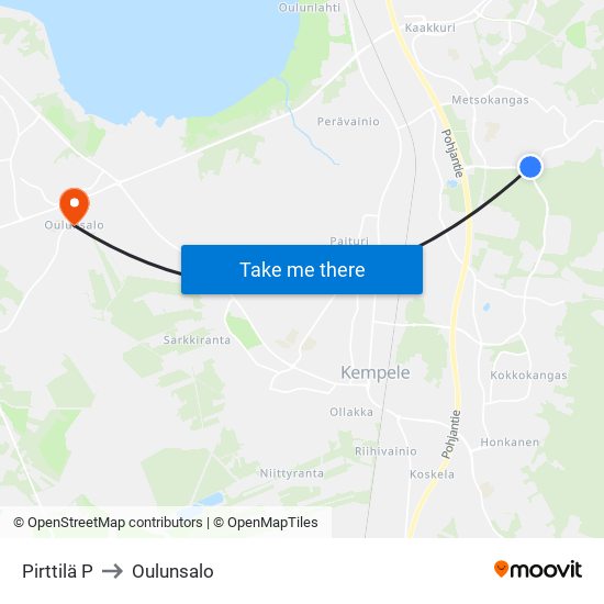 Pirttilä P to Oulunsalo map