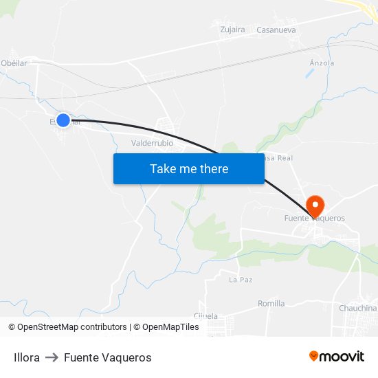 Illora to Fuente Vaqueros map