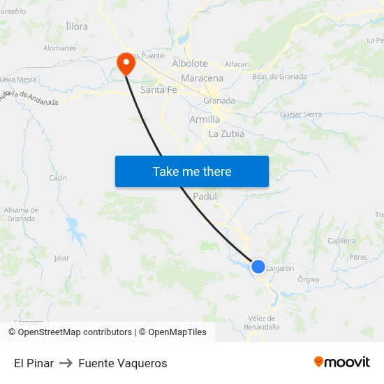 El Pinar to Fuente Vaqueros map