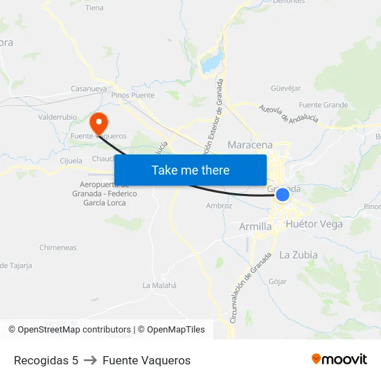 Recogidas 5 to Fuente Vaqueros map
