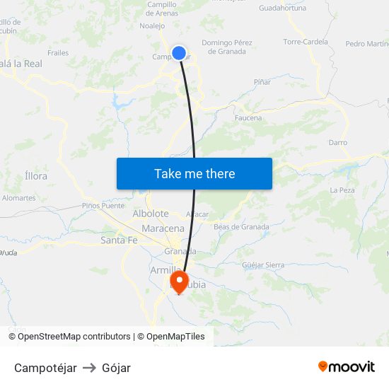 Campotéjar to Gójar map