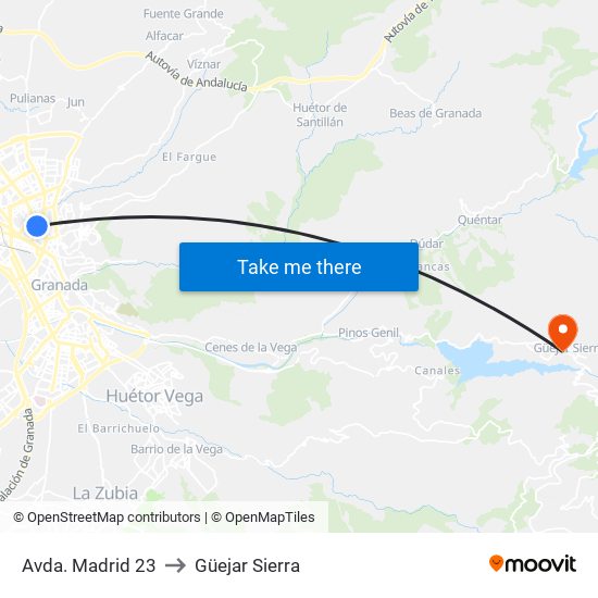 Avda. Madrid 23 to Güejar Sierra map